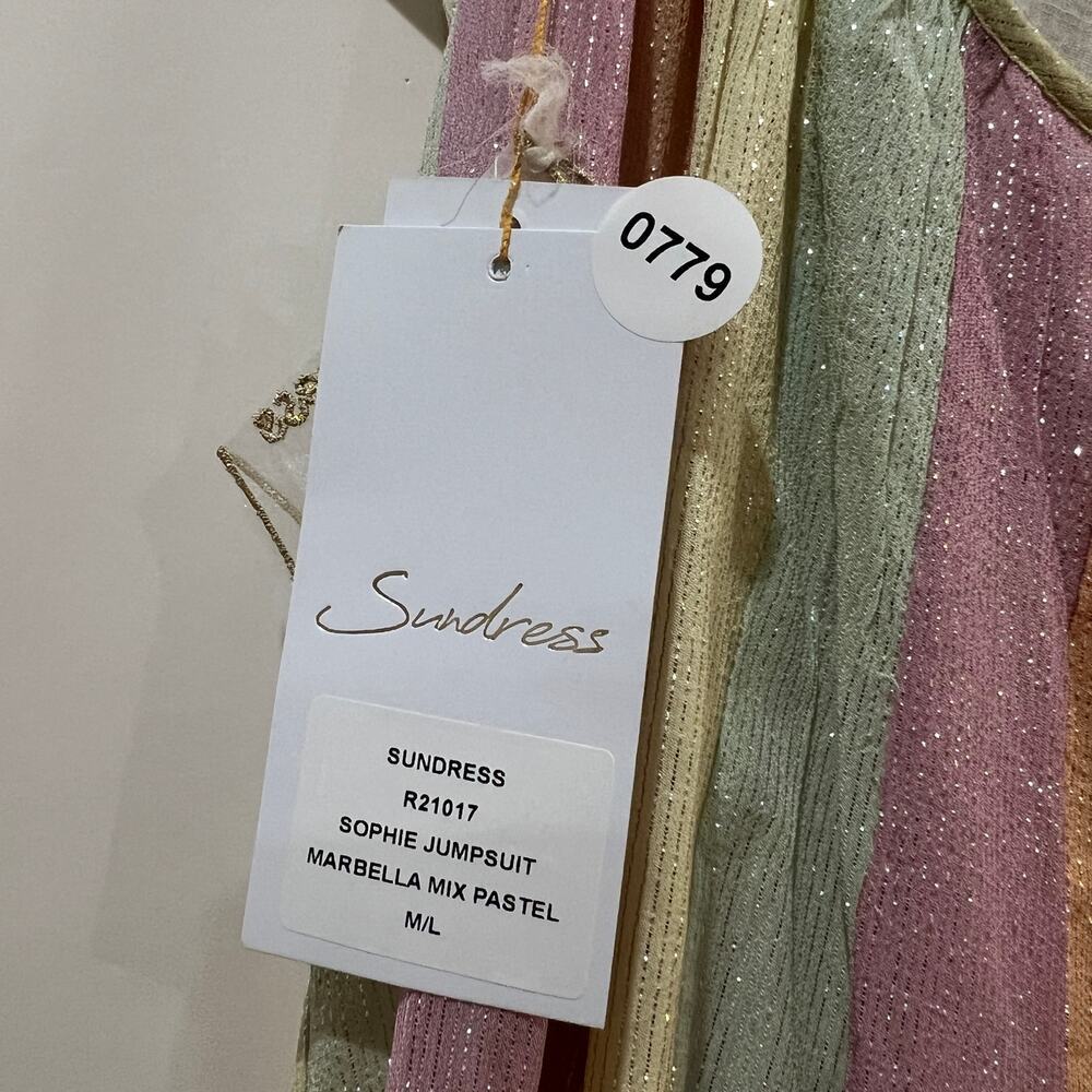 NEW Anthropologie x Sundress Sophie Jumpsuit in Marbella Mix Pastel M / L NWT - Picture 8 of 14